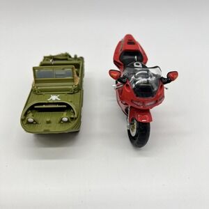 Hallmark Amphibian Truck Military Boat & Honda NR750 Motorcycle Diecast Lot Of 2